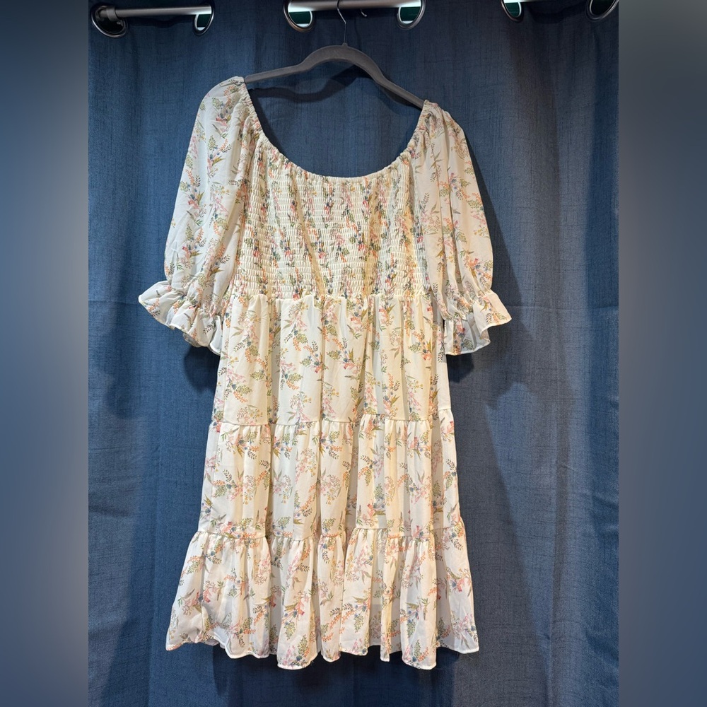 Flying Tomato Floral Cream Long Sleeve Dress